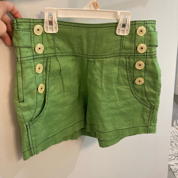 Double Stitch high waisted green retro shorts size 25 - Picture 1 of 6